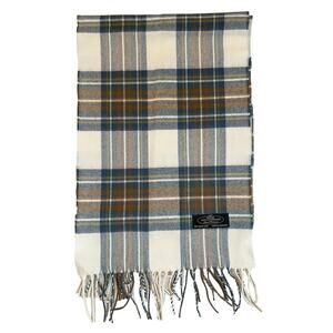 Cashmere Plaid Scarf Made in Germany Hand Tailored Tartan Fringe 12x68